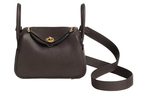 HERMES Lindy Barenia Faubourg Calfskin Handbag 19 Women's 46 Ebene Ebony