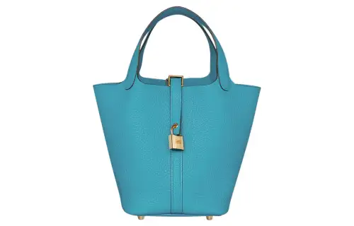 HERMES Picotin Lock Clemence Bullock Leather Basket Bag, Bucket Bag, Handbag Women's P3 Bleu Du Nord Northern Blue