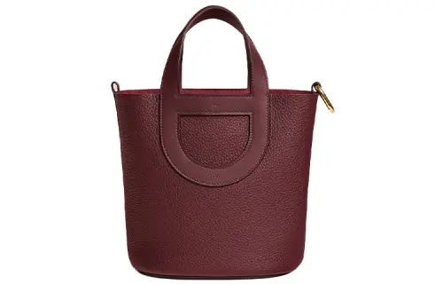 HERMES In The Loop Taurillon Clemence Bullhide With Swift Leather Bucket Bag Handbag Women's Hermes Red