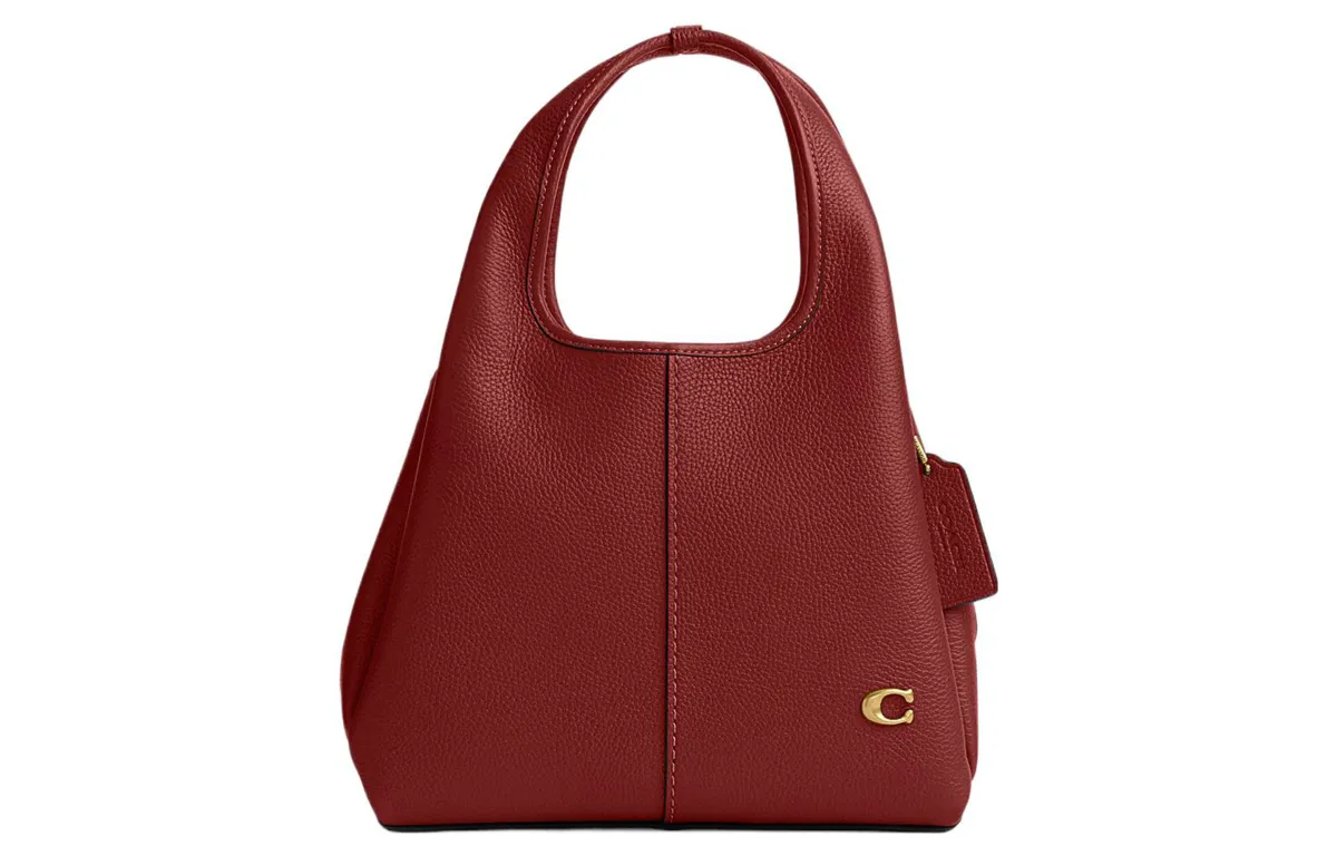 COACH Lana Pebbled Leather Handbag, Shoulder Bag Medium Women's Red