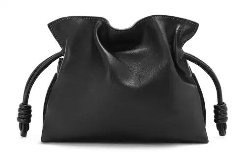 LOEWE Flamenco Cow Leather One Shoulder Crossbody Clutch Mini Women's Black