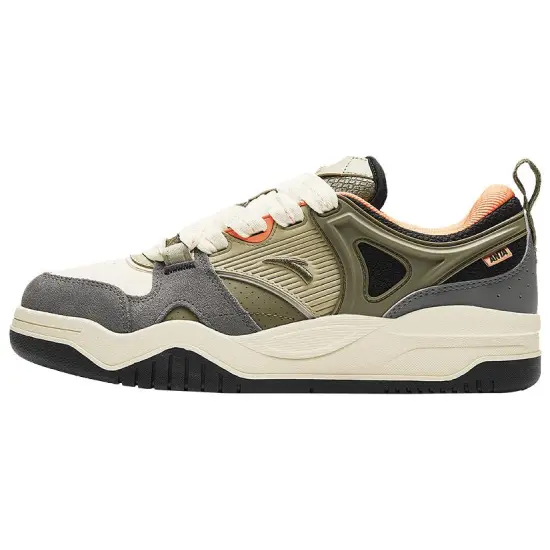 Anta Sea Salt Anti Slip Wear Resistant Low Top Skateboard Shoes Men's Gray Green