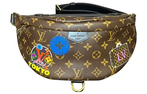 LOUIS VUITTON Coated Canvas One Shoulder Crossbody Sling Bag, Fanny Pack Regular Unisex Brown