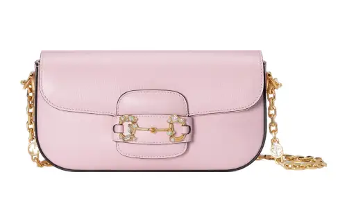 GUCCI Horsebit 1955 Leather Shoulder Bag, Baguette Bag, Crossbody Bag, Shoulder Bag Women's Pink