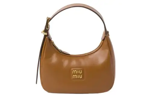 MIU MIU Leather Hobo Bag, Handbag, Shoulder Bag Women's Caramel