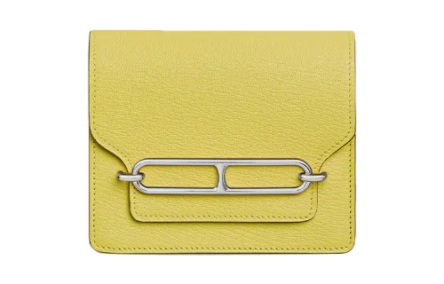HERMES Roulis Mysore Goat Skin Pig Nose Fanny Pack Wallet Women's 0YLimoncello Lemon Yellow