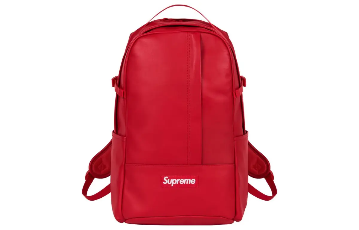 Supreme Cow Leather Backpack Backpacks Unisex Red