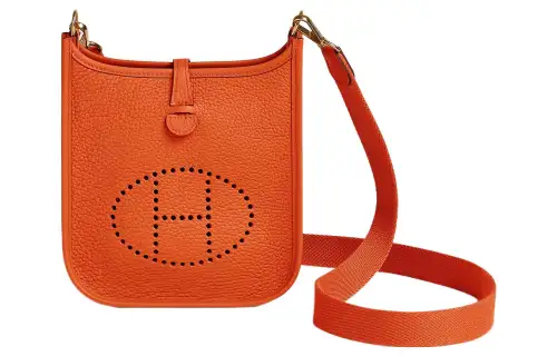 HERMES Evelyne Clemence Bullock Leather Crossbody Bag, Shoulder Bag 16 Women's 93 Orange Hermes Orange/Orange