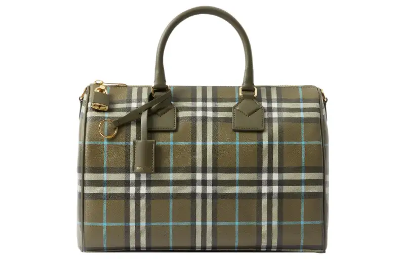 Burberry Calfskin Bowling Bag, Handbag, Shoulder Bag, Crossbody Bag, Travel Bag Medium Women's Olive Green