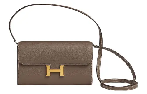 HERMES Constance To Go Gold tone Lock Evercolor Leather Crossbody Bags Women's 18 Etoupe Elephant Gray