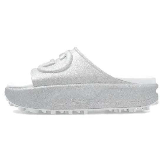 GUCCI Interlocking G Slide Metalic Silver Women's