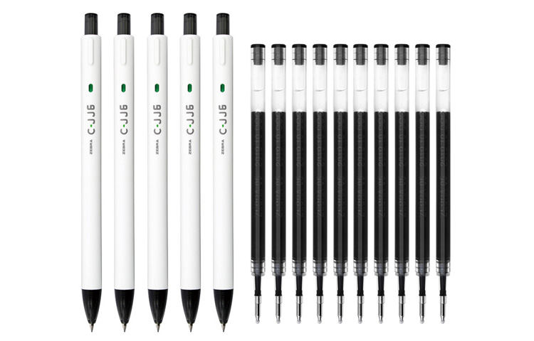 Zebra brand ZEBRA brush question pen, click pen, black pen, red pen, quick-drying, white rod, replaceable core, gel pen