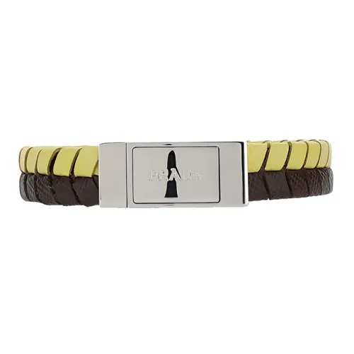 PRADA Logo Debossed Two Toned Braided Bracelet