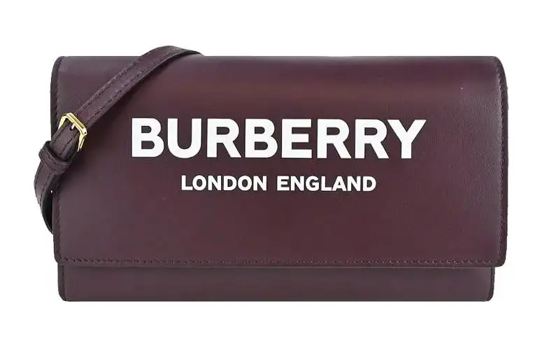 Burberry Printed Logo Leather Crossbody Bag Women's Mahogany Red