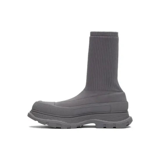 Alexander McQueen Graffiti Knit Tread Slick Boot Grey