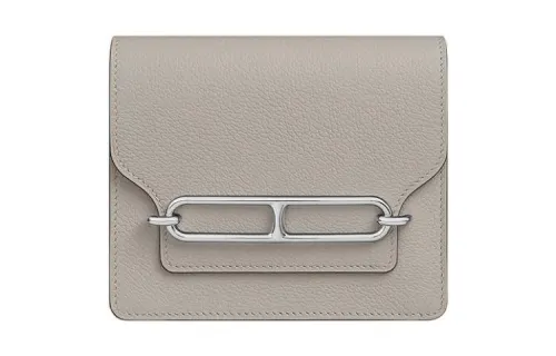 HERMES Roulis Evercolor Calfskin Wallet Women's 8L Beton Glacier White