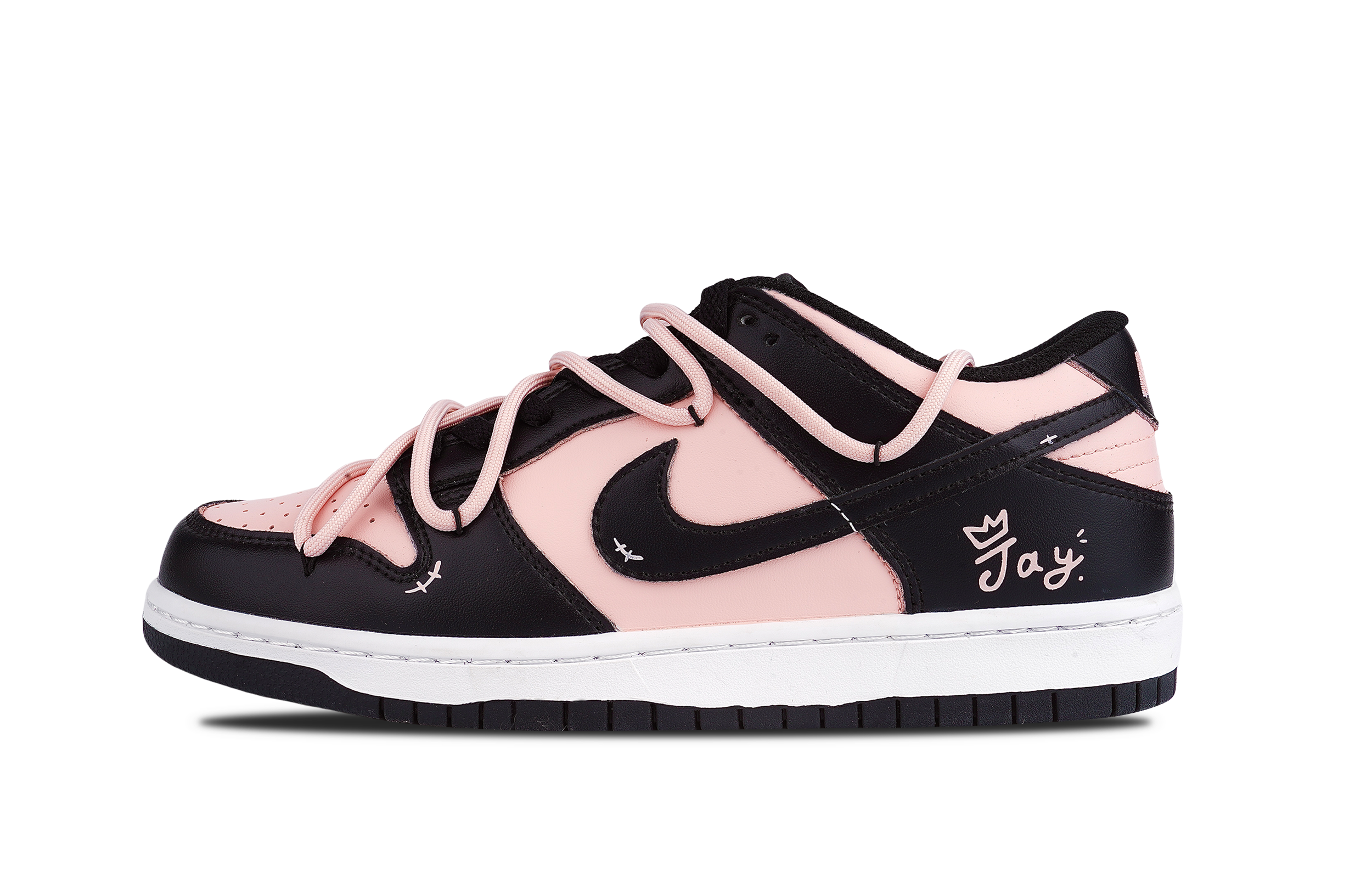 【Индивидуальные кроссовки】 Nike Dunk Low Pink Color 'Jay' Perfectionism нескользящие Низкая банда панель обувь мужской стиль черный розовый