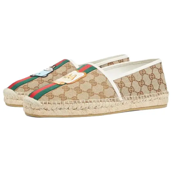 GUCCI Espadrilles Men's Casual Shoes Men Low-Top Beige Ebony
