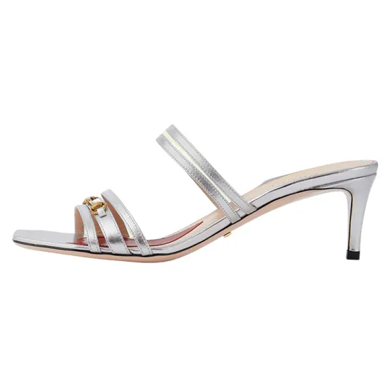GUCCI Slide Slippers Women's Silver