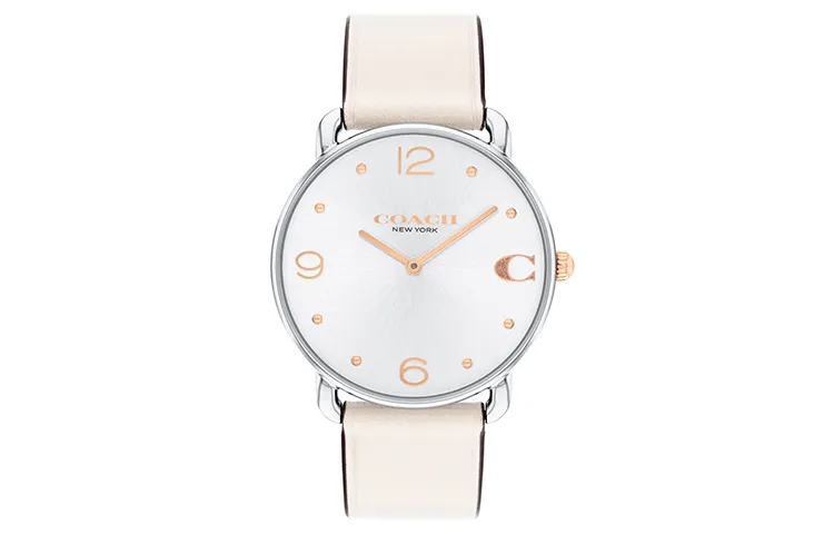 COACH ELLIOT Wrist Watches Quartz Movement Cow Leather/Cow Leather Strap White Dial Women's Watch