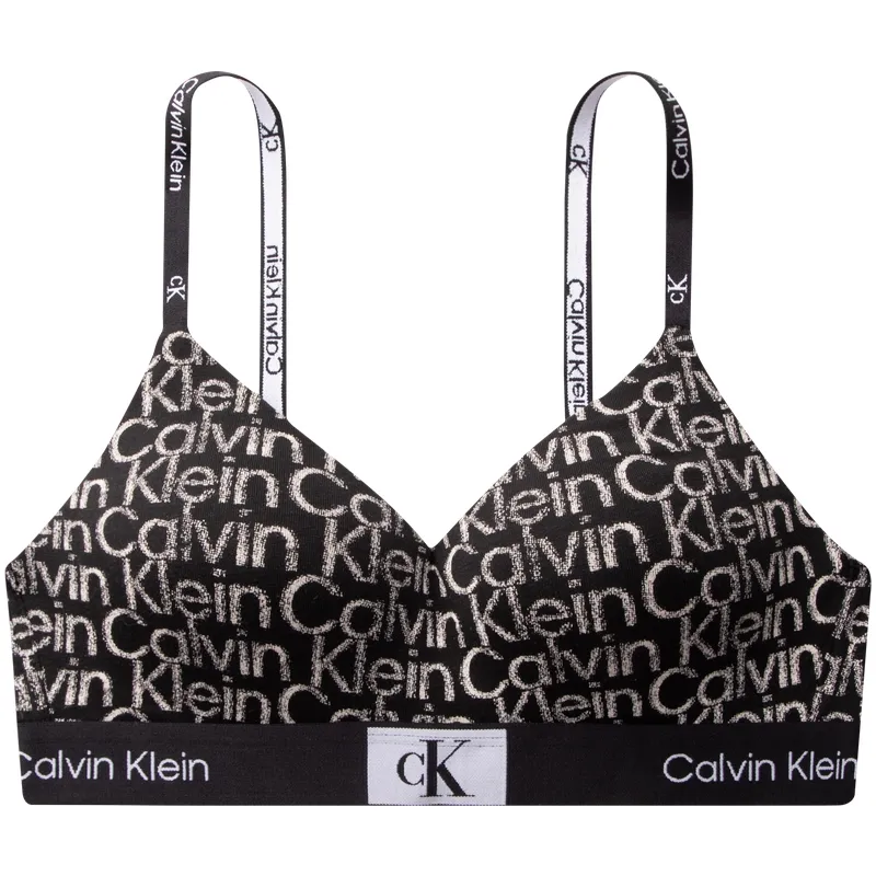 CALVIN KLEIN CK96 Bra Women's Space Black With White Letter