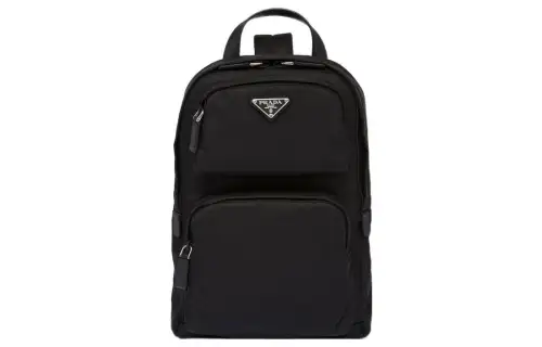 PRADA Recycled Nylon With Saffiano Leather Sling Bag, Shoulder Bag, Crossbody Bag Men's Black