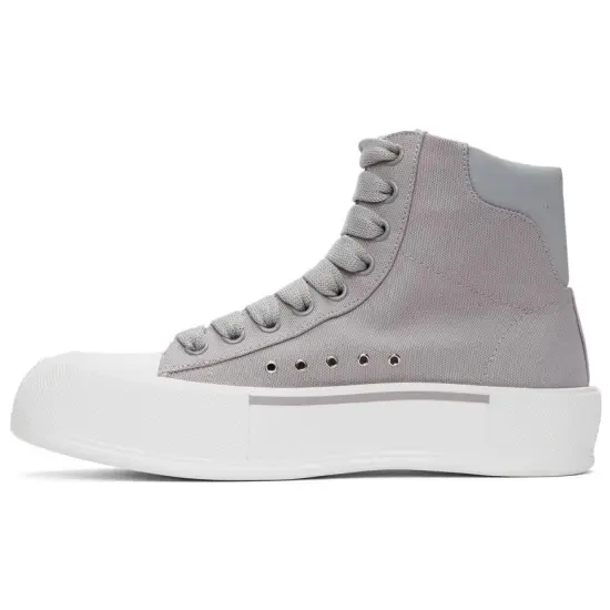 Alexander McQueen Deck Skateboard Shoes Men High-Top Gray