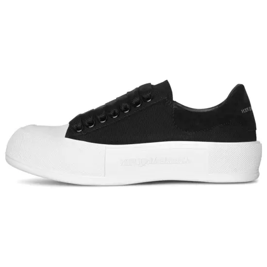 Alexander McQueen Deck Skate Plimsoll Lace-Up Black White Women's