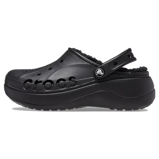 Crocs Baya Platform Lined Clog Sandals 'Black' Women's