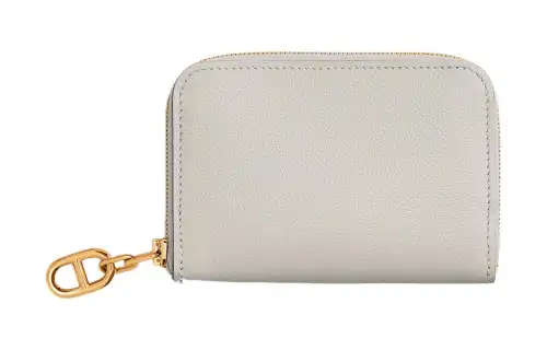 HERMES Zipengo Evercolor Leather Card Holder Mini Men's 8L Beton Concrete Gray & Glacier White