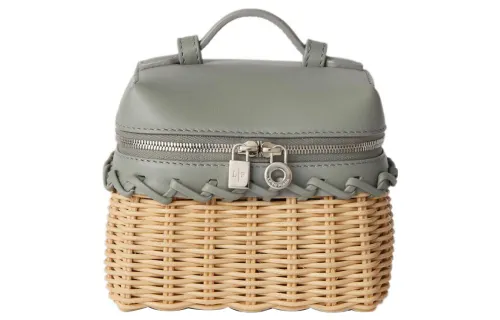 Loro Piana ExtraPocket Bamboo Fiber With Cow Leather Wicker Bag Handbag Regular Women's Malt/Eucalyptus Green