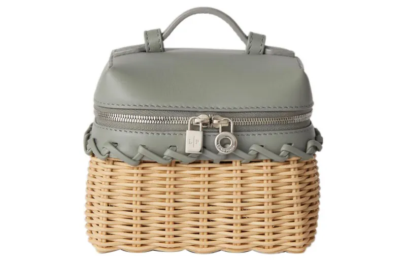 Loro Piana ExtraPocket Bamboo Fiber With Cow Leather Wicker Bag Handbag Regular Women's Malt/Eucalyptus Green