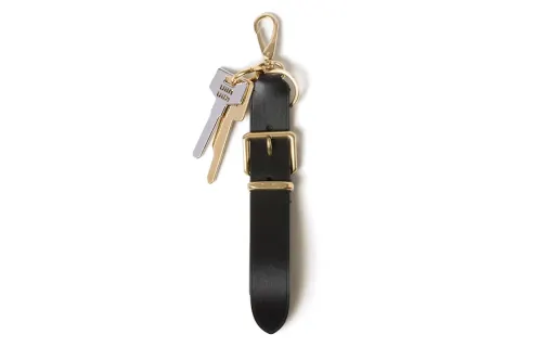 Miu Miu logo-engraved leather keyring