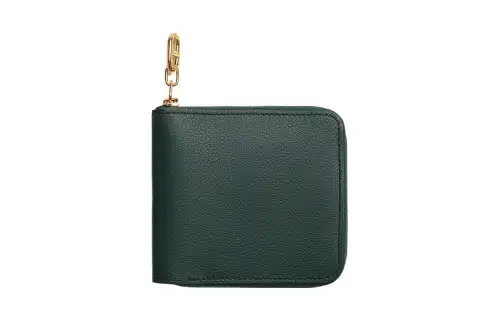 HERMES Zipengo Evercolor Leather Wallet Men's V0 Vert Rousseau Green
