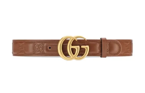 GUCCI GG Marmont Leather Belts Women's Brown Width 4cm