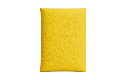 HERMES Calvi Duo Epsom Leather Card Holder Mini Women's 9O Jaune De Naples Yellow