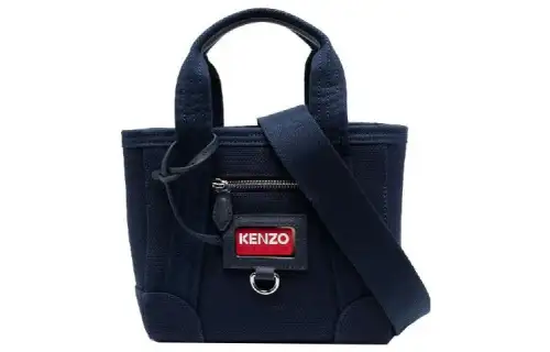 KENZO 100% Cotton Tote Bag, Shopping Bag, Shoulder Bag, Crossbody Bag, Handbag Mini Women's Marine Blue