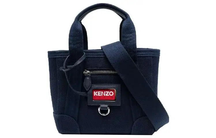 KENZO 100% Cotton Tote Bag, Shopping Bag, Shoulder Bag, Crossbody Bag, Handbag Mini Women's Marine Blue