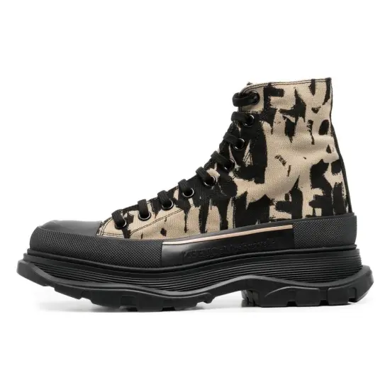 Alexander McQueen Graffiti Tread Slick Boot Beige Black