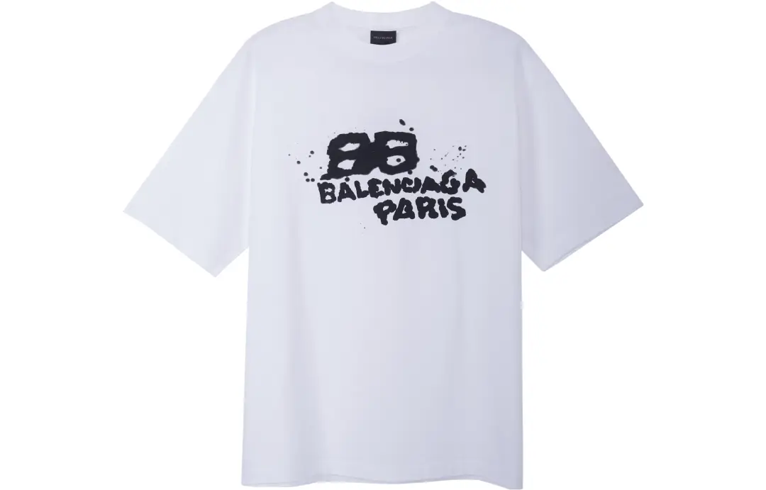 Balenciaga Men's Hand Drawn Bb Icon Medium Fit Vintage T Shirt
