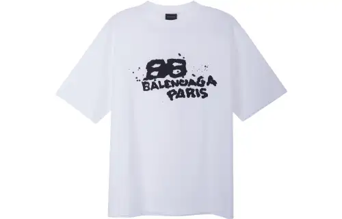 Balenciaga Men's Hand Drawn Bb Icon Medium Fit Vintage T Shirt