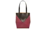 LOEWE Shiny Cow Leather Tote Bag, Shopping Bag, Handbag Regular Women's Black/Cherry Red