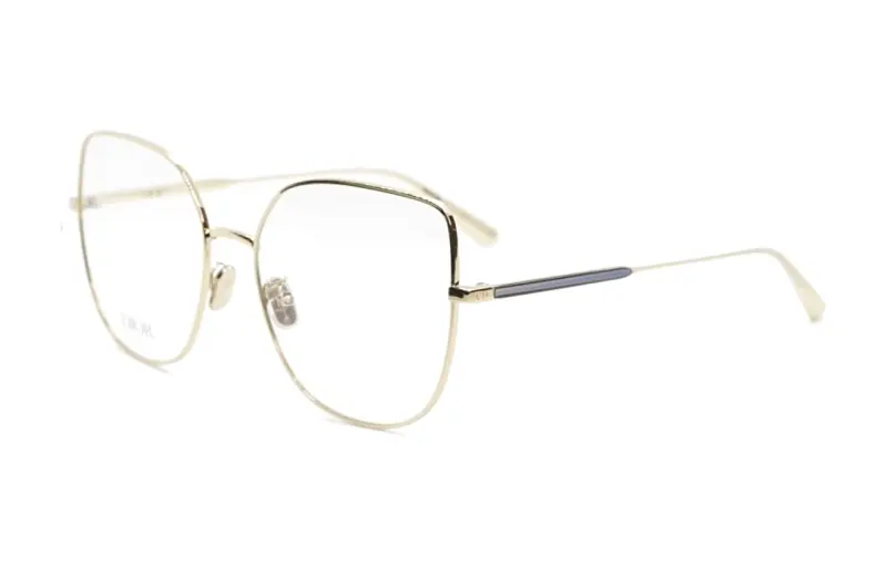 DIOR Stainless Steel Irregular Shape Eyeglass Frames Women's Gold