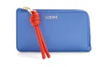 LOEWE Bright Nappa Cow Leather Card Holder Women's Seaside Blue/Brilliant Orange