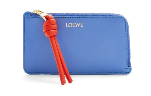 LOEWE Bright Nappa Cow Leather Card Holder Women's Seaside Blue/Brilliant Orange