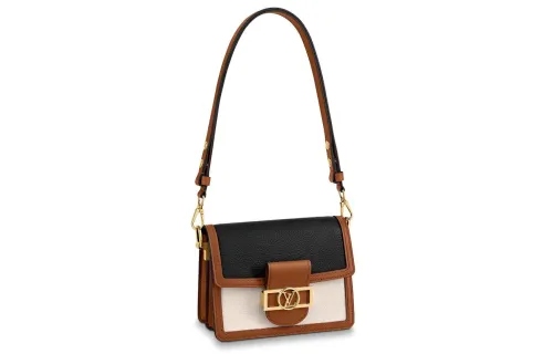 LOUIS VUITTON Dauphine Taurillon Leather Smooth Calfskin Trim Daphne Shoulder Bag Crossbody Bag Women's Black White