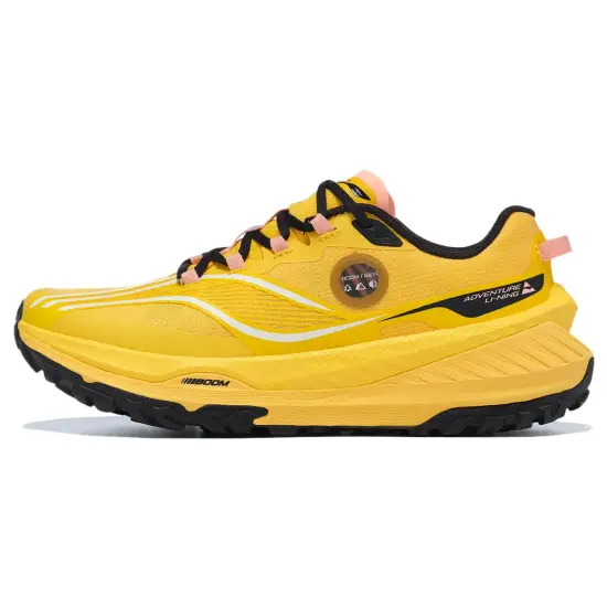 LiNing Cushioning Slip Resistant And Abrasion Resistant Low Top Casual Trail Running Shoes Women's Yellow