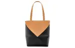 LOEWE Shiny Cow Leather Tote Bag, Shopping Bag, Handbag Regular Women's Brown/Black