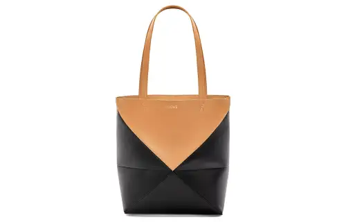 LOEWE Shiny Cow Leather Tote Bag, Shopping Bag, Handbag Regular Women's Brown/Black