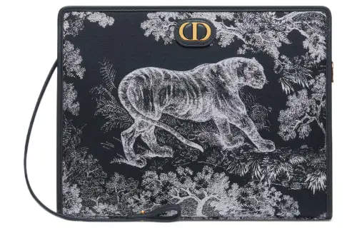 DIOR 30 Montaigne Reverse Jouy Print Clutch Medium Women's White/Blue